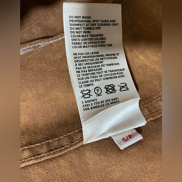 SALE🌟LIKE NEW L'AGENCE | SZ S | Janelle Coated Cropped Slim Raw Hem Jacket Java - Picture 8 of 9